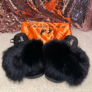 Black furry slides